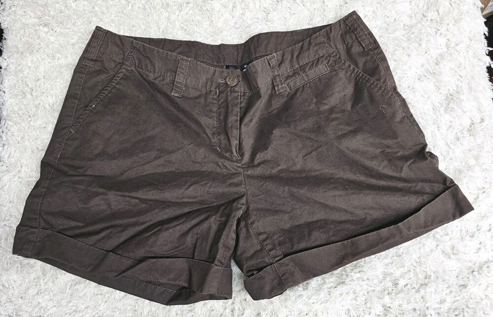 Willi Smith Women's Size 12 Brown 100% Cotton Cuffed Casual Summer ShortsFall